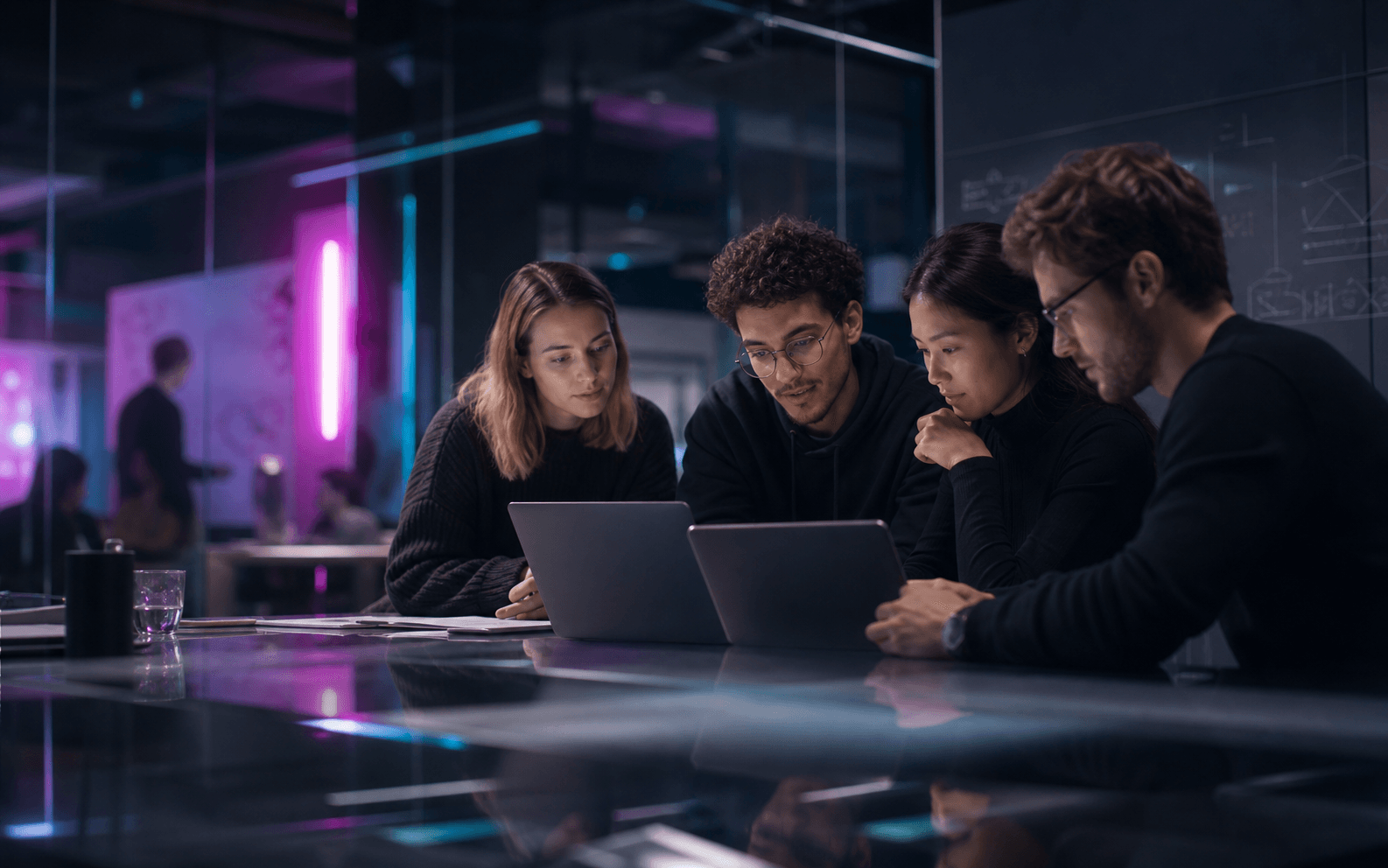 University-related founder team working with AI-supported startup tools